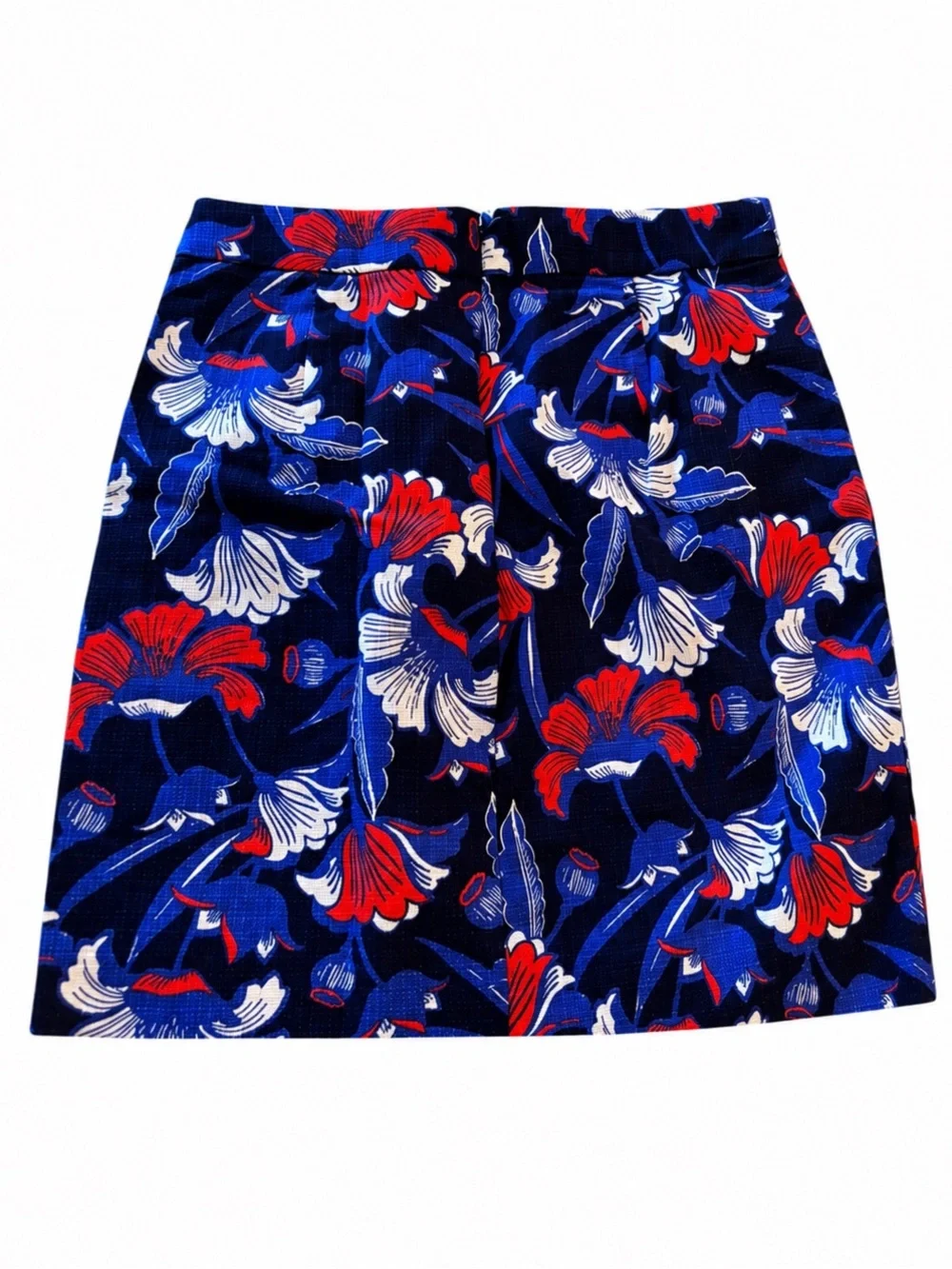 J. Crew Floral Navy Blue Cotton Skirt